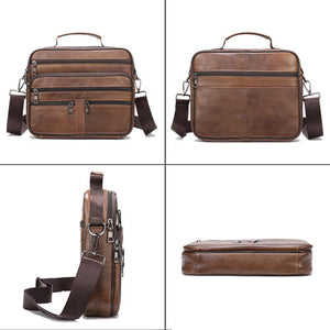 Genuine Strong cowhide leather bag, Shoulder Bag, Business Laptop Briefcase, Daily Messenger Bag, 100% Leather Gift KM 6105-BL